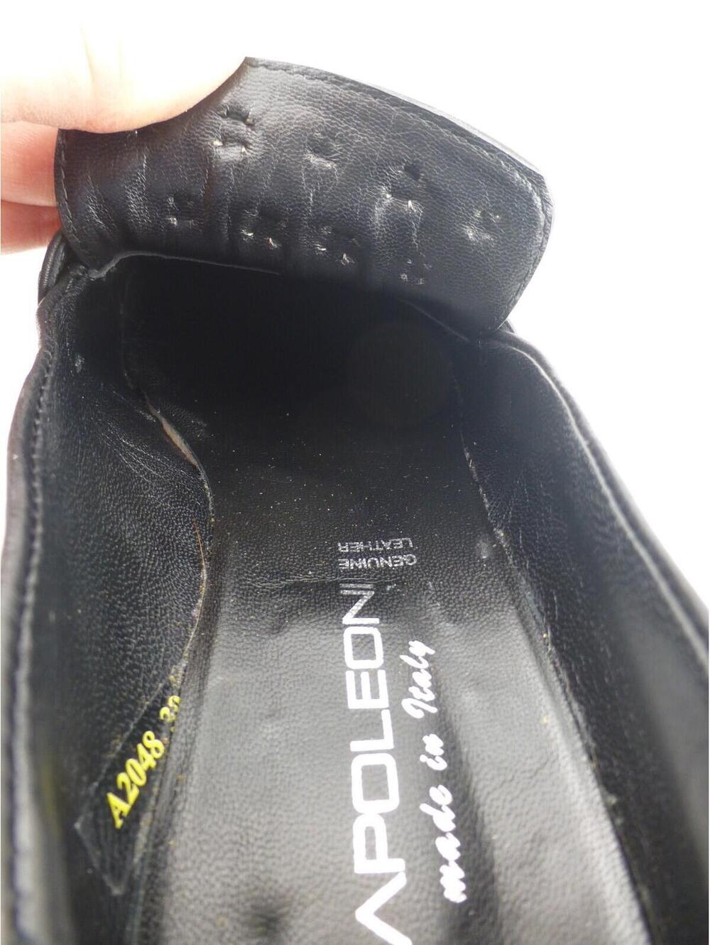 NAPOLEONI Women's Black Leather Studded Penny Loafers Flats EU 39 US 8.5 M3 - Picture 11 of 12